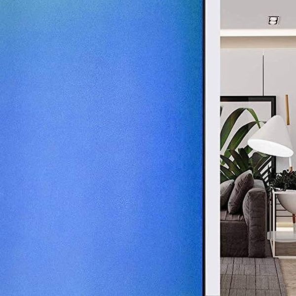 Non-Adhesive Blue Frosted Privacy Decorative Window Film